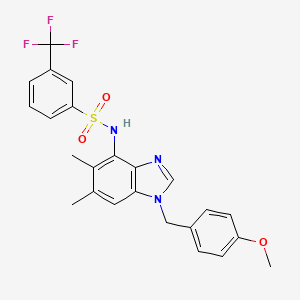 molecular formula C24H22F3N3O3S B2430872 N-[1-(4-methoxybenzyl)-5,6-dimethyl-1H-1,3-benzimidazol-4-yl]-3-(trifluoromethyl)benzenesulfonamide CAS No. 338954-95-3