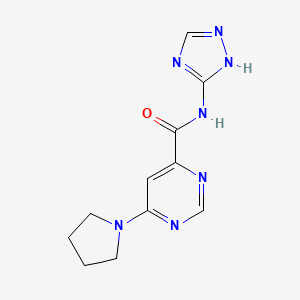 molecular formula C11H13N7O B2430889 6-(吡咯烷-1-基)-N-(1H-1,2,4-三唑-5-基)嘧啶-4-甲酰胺 CAS No. 1903514-05-5