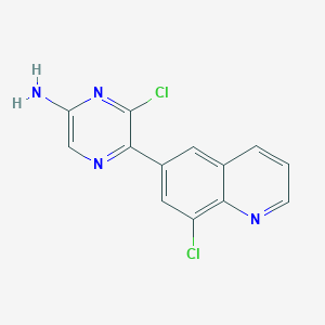 molecular formula C13H8Cl2N4 B2430894 6-氯-5-(8-氯喹啉-6-基)吡嗪-2-胺 CAS No. 2266614-49-5
