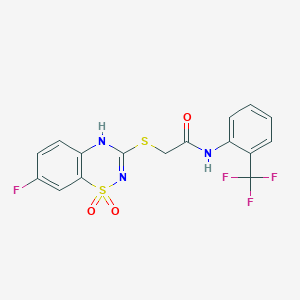 molecular formula C16H11F4N3O3S2 B2430896 2-((7-氟-1,1-二氧化-4H-苯并[e][1,2,4]噻二嗪-3-基)硫代)-N-(2-(三氟甲基)苯基)乙酰胺 CAS No. 886955-29-9