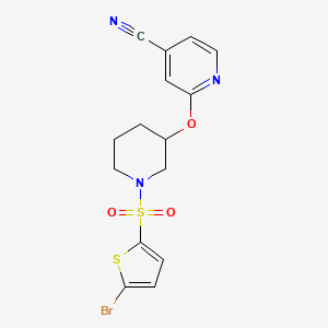 molecular formula C15H14BrN3O3S2 B2430899 2-((1-((5-Bromothiophen-2-yl)sulfonyl)piperidin-3-yl)oxy)isonicotinonitrile CAS No. 2034580-68-0