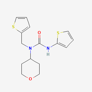 molecular formula C15H18N2O2S2 B2430901 1-(四氢-2H-吡喃-4-基)-3-(噻吩-2-基)-1-(噻吩-2-基甲基)脲 CAS No. 1797961-11-5