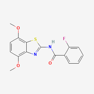 molecular formula C16H13FN2O3S B2430905 N-(4,7-dimethoxy-1,3-benzothiazol-2-yl)-2-fluorobenzamide CAS No. 912770-45-7