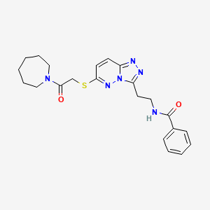 molecular formula C22H26N6O2S B2430907 N-(2-(6-((2-(氮杂环丁基)-2-氧代乙基)硫代)-[1,2,4]三唑并[4,3-b]哒嗪-3-基)乙基)苯甲酰胺 CAS No. 872988-24-4