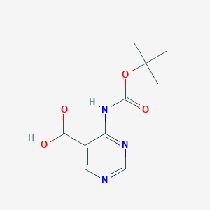 molecular formula C10H13N3O4 B2430910 4-[(2-Methylpropan-2-yl)oxycarbonylamino]pyrimidine-5-carboxylic acid CAS No. 2248287-04-7