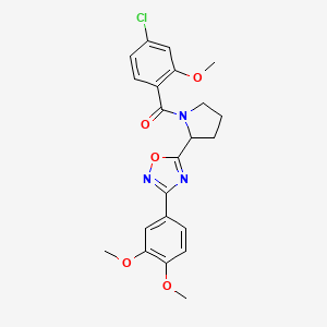 molecular formula C22H22ClN3O5 B2430919 5-[1-(4-Chloro-2-methoxybenzoyl)pyrrolidin-2-yl]-3-(3,4-dimethoxyphenyl)-1,2,4-oxadiazole CAS No. 1787985-04-9