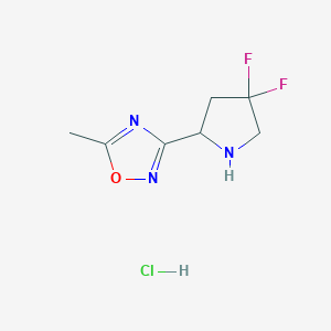 molecular formula C7H10ClF2N3O B2430921 3-(4,4-Difluoropyrrolidin-2-yl)-5-methyl-1,2,4-oxadiazole hydrochloride CAS No. 2097936-52-0