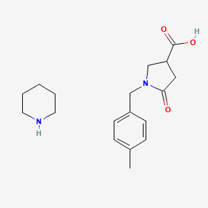 molecular formula C18H26N2O3 B2430924 1-(4-Methylbenzyl)-5-oxopyrrolidine-3-carboxylic acid-piperidine (1:1) CAS No. 1989628-14-9