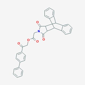 2-(Biphenyl-4-yl)-2-oxoethyl (16,18-dioxo-17-azapentacyclo[6.6.5.0~2,7~.0~9,14~.0~15,19~]nonadeca-2,4,6,9,11,13-hexaen-17-yl)acetate (non-preferred name)