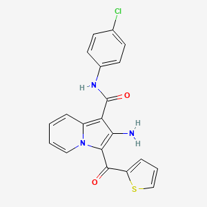 molecular formula C20H14ClN3O2S B2430939 2-氨基-N-(4-氯苯基)-3-(噻吩-2-羰基)吲哚并[1,2-c]喹唑啉-1-甲酰胺 CAS No. 898453-50-4