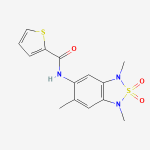 molecular formula C14H15N3O3S2 B2430943 N-(1,3,6-Trimethyl-2,2-dioxido-1,3-dihydrobenzo[c][1,2,5]thiadiazol-5-yl)thiophen-2-carboxamid CAS No. 2034244-03-4