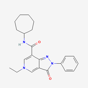 molecular formula C22H26N4O2 B2430956 N-cycloheptyl-5-ethyl-3-oxo-2-phenyl-3,5-dihydro-2H-pyrazolo[4,3-c]pyridine-7-carboxamide CAS No. 923114-86-7