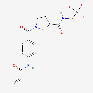 molecular formula C17H18F3N3O3 B2430968 1-[4-(Prop-2-enoylamino)benzoyl]-N-(2,2,2-trifluoroethyl)pyrrolidine-3-carboxamide CAS No. 2361703-01-5