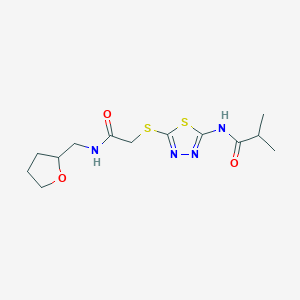 molecular formula C13H20N4O3S2 B2430976 N-(5-((2-oxo-2-(((tetrahydrofuran-2-yl)methyl)amino)ethyl)thio)-1,3,4-thiadiazol-2-yl)isobutyramide CAS No. 893151-23-0