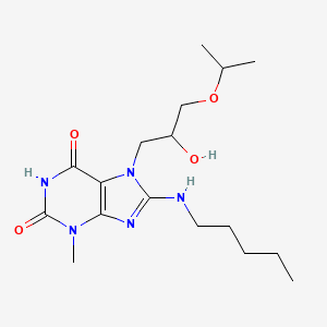 molecular formula C17H29N5O4 B2430979 7-(2-羟基-3-异丙氧基丙基)-3-甲基-8-(戊氨基)-1H-嘌呤-2,6(3H,7H)-二酮 CAS No. 887865-06-7