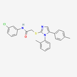 molecular formula C25H22ClN3OS B2430980 N-(3-chlorophenyl)-2-((1-(o-tolyl)-5-(p-tolyl)-1H-imidazol-2-yl)thio)acetamide CAS No. 1207026-75-2