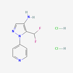 molecular formula C9H10Cl2F2N4 B2430981 5-(Difluoromethyl)-1-pyridin-4-ylpyrazol-4-amine;dihydrochloride CAS No. 2241128-05-0