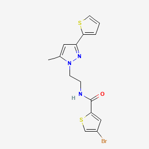 molecular formula C15H14BrN3OS2 B2430983 4-溴-N-(2-(5-甲基-3-(噻吩-2-基)-1H-吡唑-1-基)乙基)噻吩-2-甲酰胺 CAS No. 2034633-35-5