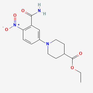 molecular formula C15H19N3O5 B2430998 Ethyl 1-[3-(aminocarbonyl)-4-nitrophenyl]-4-piperidinecarboxylate CAS No. 439095-47-3