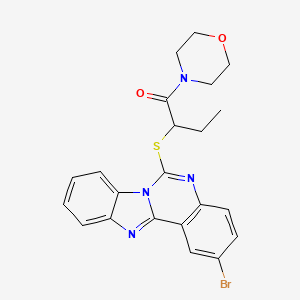 molecular formula C22H21BrN4O2S B2431009 2-Bromo-6-{[1-(morpholin-4-ylcarbonyl)propyl]thio}benzimidazo[1,2-c]quinazoline CAS No. 422289-91-6