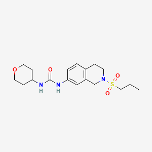 molecular formula C18H27N3O4S B2431011 1-(2-(丙磺酰基)-1,2,3,4-四氢异喹啉-7-基)-3-(四氢-2H-吡喃-4-基)脲 CAS No. 2034621-28-6