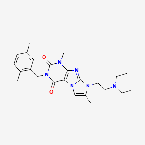 molecular formula C24H32N6O2 B2431012 8-(2-(dietilamino)etil)-3-(2,5-dimetilbencil)-1,7-dimetil-1H-imidazo[2,1-f]purina-2,4(3H,8H)-diona CAS No. 919041-19-3