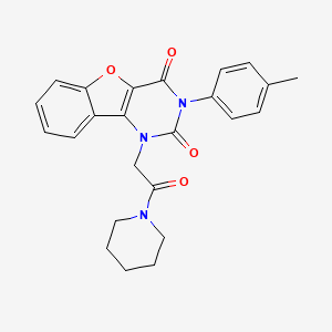 molecular formula C24H23N3O4 B2431013 3-(4-Methylphenyl)-1-(2-oxo-2-piperidin-1-ylethyl)-[1]benzofuro[3,2-d]pyrimidine-2,4-dione CAS No. 877656-87-6
