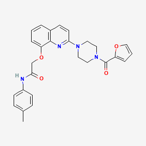 molecular formula C27H26N4O4 B2431019 2-((2-(4-(呋喃-2-羰基)哌嗪-1-基)喹啉-8-基)氧基)-N-(对甲苯基)乙酰胺 CAS No. 941989-87-3