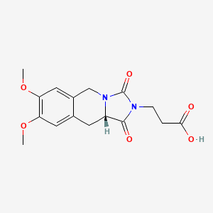 molecular formula C16H18N2O6 B2431021 (S)-3-(7,8-dimethoxy-1,3-dioxo-10,10a-dihydroimidazo[1,5-b]isoquinolin-2(1H,3H,5H)-yl)propanoic acid CAS No. 1014081-21-0