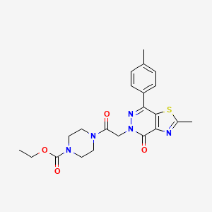 molecular formula C22H25N5O4S B2431023 4-(2-(2-甲基-4-氧代-7-(对甲苯基)噻唑并[4,5-d]嘧啶-5(4H)-基)乙酰)哌嗪-1-羧酸乙酯 CAS No. 954003-95-3