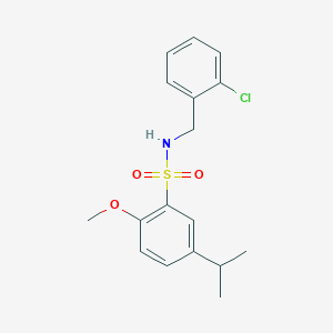 molecular formula C17H20ClNO3S B2431027 N-(2-chlorobenzyl)-5-isopropyl-2-methoxybenzenesulfonamide CAS No. 2214577-89-4