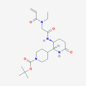 molecular formula C22H36N4O5 B2431044 Tert-butyl 4-[(2S,3R)-3-[[2-[ethyl(prop-2-enoyl)amino]acetyl]amino]-6-oxopiperidin-2-yl]piperidine-1-carboxylate CAS No. 2361682-10-0