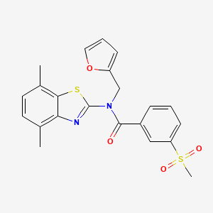 molecular formula C22H20N2O4S2 B2431045 N-(4,7-dimethylbenzo[d]thiazol-2-yl)-N-(furan-2-ylmethyl)-3-(methylsulfonyl)benzamide CAS No. 922381-76-8