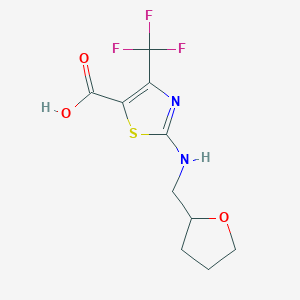 molecular formula C10H11F3N2O3S B2431050 2-[(Tetrahydrofuran-2-ylmethyl)amino]-4-(trifluoromethyl)-1,3-thiazole-5-carboxylic acid CAS No. 937597-53-0