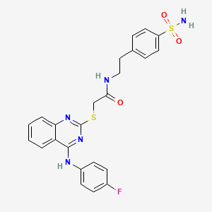 molecular formula C24H22FN5O3S2 B2431053 2-((4-((4-fluorophenyl)amino)quinazolin-2-yl)thio)-N-(4-sulfamoylphenethyl)acetamide CAS No. 913505-76-7