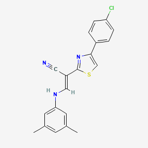 molecular formula C20H16ClN3S B2431063 (2E)-2-[4-(4-chlorophenyl)-1,3-thiazol-2-yl]-3-[(3,5-dimethylphenyl)amino]prop-2-enenitrile CAS No. 477187-14-7