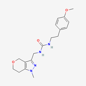 molecular formula C18H24N4O3 B2431066 1-(4-Methoxyphenethyl)-3-((1-methyl-1,4,6,7-tetrahydropyrano[4,3-c]pyrazol-3-yl)methyl)urea CAS No. 1797016-00-2