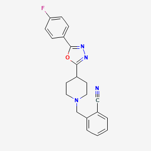 molecular formula C21H19FN4O B2431075 2-((4-(5-(4-Fluorophenyl)-1,3,4-oxadiazol-2-yl)piperidin-1-yl)methyl)benzonitrile CAS No. 1351631-04-3
