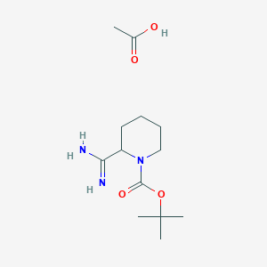 molecular formula C13H25N3O4 B2431090 Acetic acid; tert-butyl 2-carbamimidoylpiperidine-1-carboxylate CAS No. 2094153-09-8