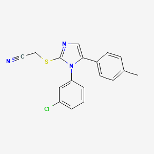 molecular formula C18H14ClN3S B2431097 2-((1-(3-chlorophenyl)-5-(p-tolyl)-1H-imidazol-2-yl)thio)acetonitrile CAS No. 1206992-23-5