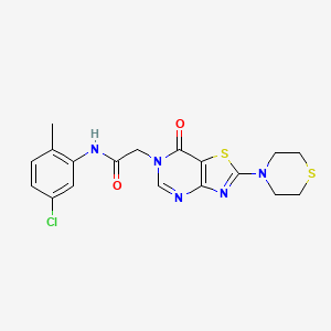 molecular formula C18H18ClN5O2S2 B2431112 N-(5-chloro-2-methylphenyl)-2-(7-oxo-2-thiomorpholinothiazolo[4,5-d]pyrimidin-6(7H)-yl)acetamide CAS No. 1223985-14-5