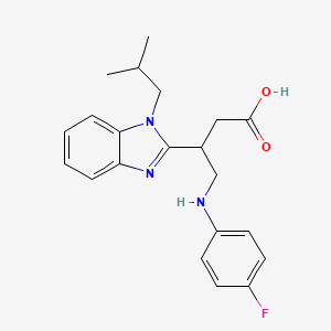 molecular formula C21H24FN3O2 B2431125 4-((4-fluorophenyl)amino)-3-(1-isobutyl-1H-benzo[d]imidazol-2-yl)butanoic acid CAS No. 1021262-18-9