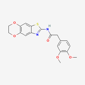 molecular formula C19H18N2O5S B2431147 N-(6,7-dihydro-[1,4]dioxino[2',3':4,5]benzo[1,2-d]thiazol-2-yl)-2-(3,4-dimethoxyphenyl)acetamide CAS No. 953995-50-1