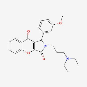 molecular formula C25H28N2O4 B2431150 2-(3-(Diethylamino)propyl)-1-(3-methoxyphenyl)-1,2-dihydrochromeno[2,3-c]pyrrole-3,9-dione CAS No. 631867-07-7