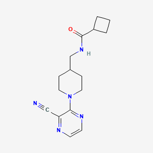 molecular formula C16H21N5O B2431169 N-((1-(3-cyanopyrazin-2-yl)piperidin-4-yl)methyl)cyclobutanecarboxamide CAS No. 1797285-94-9