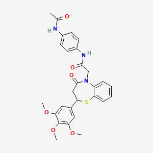 molecular formula C28H29N3O6S B2431171 N-(4-acetamidophenyl)-2-(4-oxo-2-(3,4,5-trimethoxyphenyl)-3,4-dihydrobenzo[b][1,4]thiazepin-5(2H)-yl)acetamide CAS No. 847410-64-4