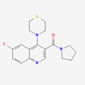 molecular formula C18H20FN3OS B2431176 [6-Fluoro-4-(thiomorpholin-4-yl)quinolin-3-yl](pyrrolidin-1-yl)methanone CAS No. 1326830-47-0
