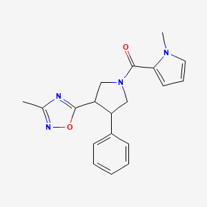 molecular formula C19H20N4O2 B2431184 (3-(3-methyl-1,2,4-oxadiazol-5-yl)-4-phenylpyrrolidin-1-yl)(1-methyl-1H-pyrrol-2-yl)methanone CAS No. 1903689-27-9