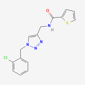 molecular formula C15H13ClN4OS B2431196 N-[[1-[(2-Chlorophenyl)methyl]triazol-4-yl]methyl]thiophene-2-carboxamide CAS No. 2380035-03-8