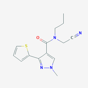 molecular formula C14H16N4OS B2431200 N-(Cyanomethyl)-1-methyl-N-propyl-3-thiophen-2-ylpyrazole-4-carboxamide CAS No. 1645508-05-9